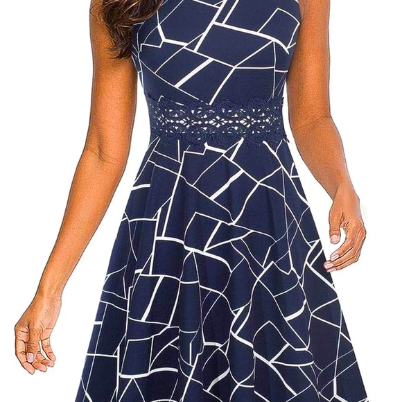 NWT Homeyee Women's Cocktail A-Line Embroidery Dress - Picture 3 of 6